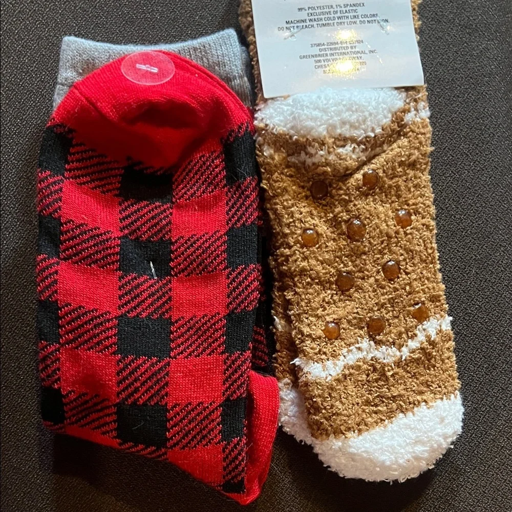 Wondershop Kids Santa and Gingerbread Socks - Red and Brown - NWT